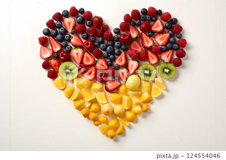 Heart shape made of fresh vegetables. Healthy food concept 124554046