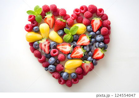 Heart shape made of fresh vegetables. Healthy food concept 124554047
