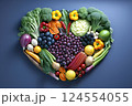 Heart shape made of fresh vegetables. Healthy food concept.  124554055