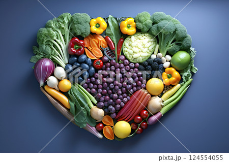 Heart shape made of fresh vegetables. Healthy food concept.  124554055