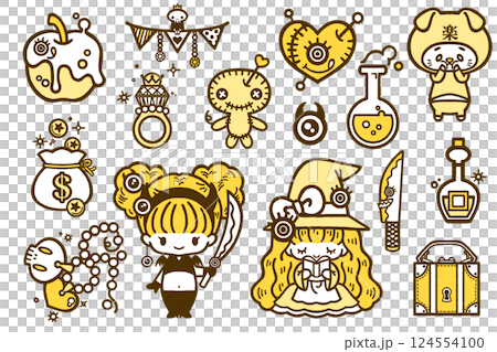 可愛的流行女孩圖標集 124554100