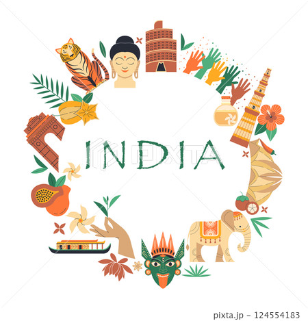 Travel Card with Famous Landmarks of india Travel Card with Famous Landmarks of india 124554183