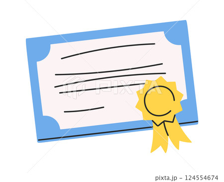 Graduation diploma certificate hand-drawn doodle Graduation diploma certificate hand-drawn doodle 124554674
