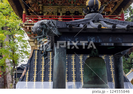 Traditional bell pavilion at Toshogu Shrine in Nikko Japan 124555846