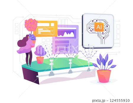 AI Smart Garden Management abstract concept vector illustration. 124555910