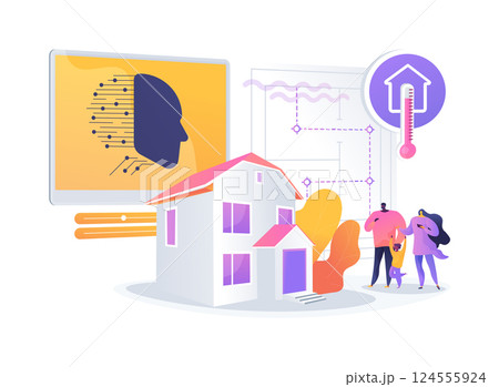 AI Smart Thermostats abstract concept vector illustration. AI Smart Thermostats abstract concept vector illustration. 124555924