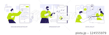 Financial apps abstract concept vector illustrations. Financial apps abstract concept vector illustrations. 124555979
