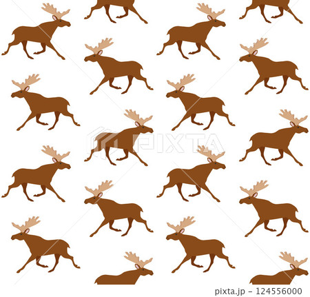 Vector seamless pattern of flat running moose 124556000