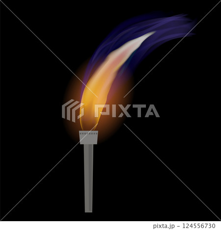 Vector Burning Retro Old Torch isolated on dark Background 124556730