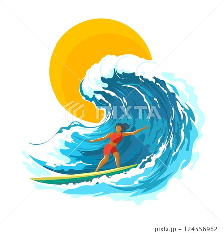 Young girl on surfboard Young girl on surfboard 124556982