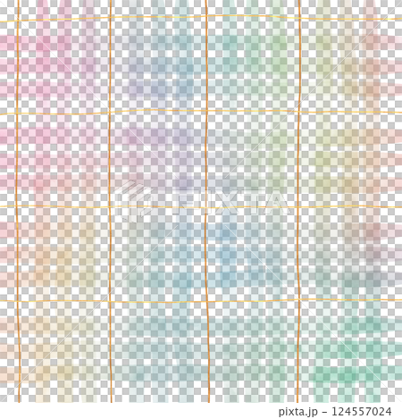 Rainbow Gold Plaid Gingham Check Hand Drawn Background Overlay 124557024