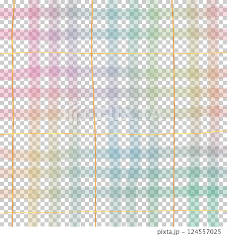 Rainbow Gold Plaid Gingham Check Hand Drawn Background Overlay 124557025