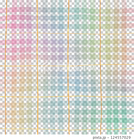 Rainbow Gold Plaid Gingham Check Hand Drawn Background Overlay 124557029