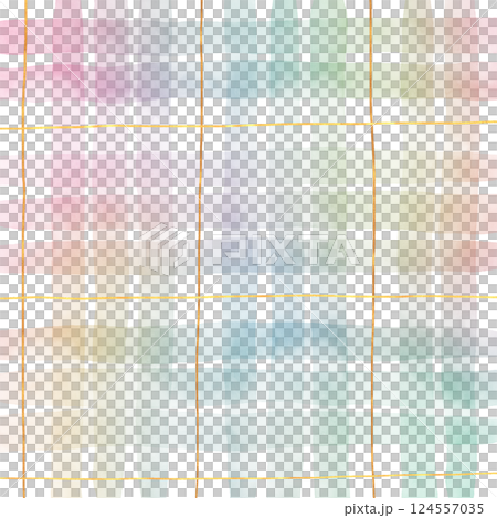 Rainbow Gold Plaid Gingham Check Hand Drawn Background Overlay 124557035
