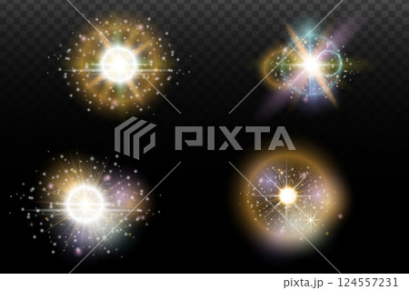 set of glow light effect stars bursts with sparkles isolated on transparent background 124557231