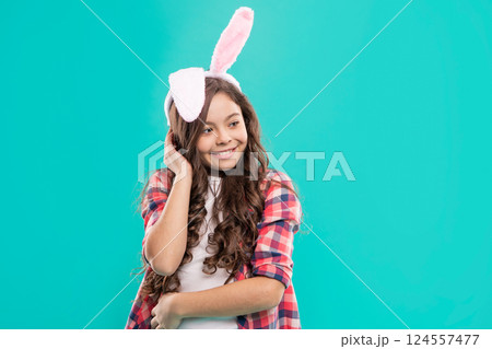 Spring mood. easter bunny hunt. just having fun. ready for party. happy childhood. 124557477