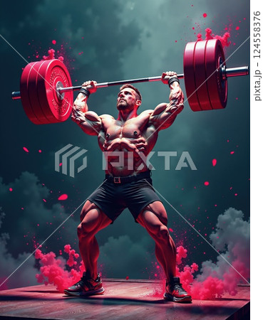 Intense bodybuilding passion, fitness motivation, strength training journey, lifting power, muscle growth inspiration, gym lifestyle, athletic ambition visual 124558376