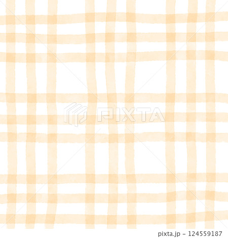 Orange Plaid Gingham Hand Drawn Background Pattern Overlay 124559187