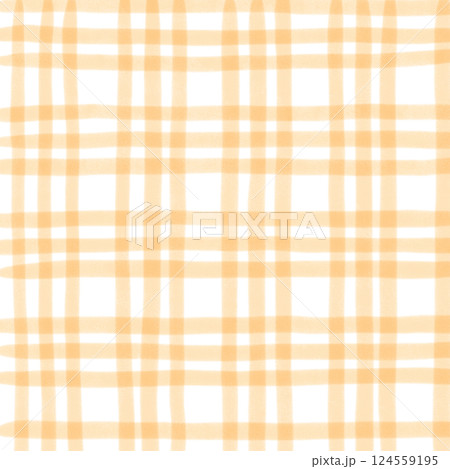 Orange Plaid Gingham Hand Drawn Background Pattern Overlay 124559195