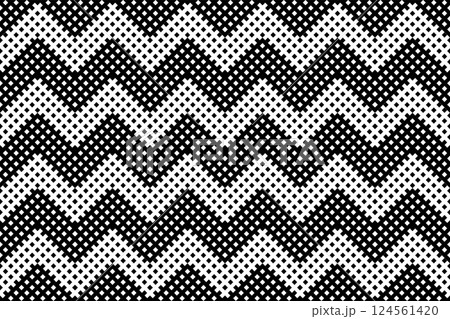 Seamless Geometric Zig Zag Dots Black and White Pattern. 124561420