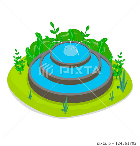 3D Isometric Flat Vector Set of Natural Water Landscape , River, Waterfall, Pond, and Fountain. Item 8 3D Isometric Flat Vector Set of Natural Water Landscape , River, Waterfall, Pond, and Fountain. Item 8 124561702