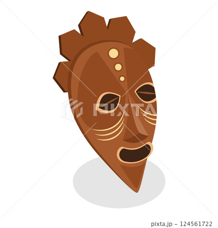3D Isometric Flat Vector Illustration of African Shaman, Indigenous Tribe Member. Item 1 124561722