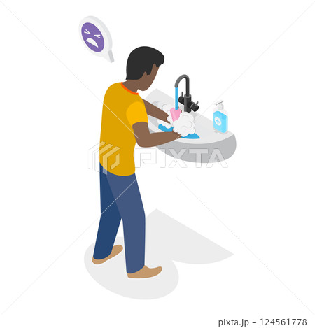 3D Isometric Flat Vector Illustration of Obsessive-compulsive Disorder, OCD. Item 3 3D Isometric Flat Vector Illustration of Obsessive-compulsive Disorder, OCD. Item 3 124561778