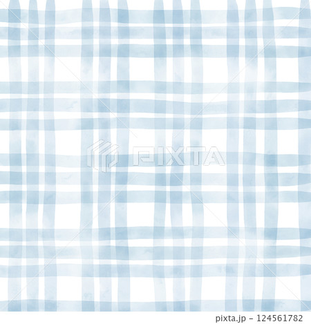 Light Blue Plaid Gingham Hand Drawn Background Pattern Overlay 124561782