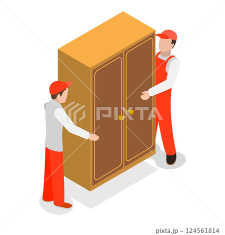 3D Isometric Flat Vector Illustration of Furniture Designe and Assembly Service, Woodwork and Carpentry. Item 3 124561814