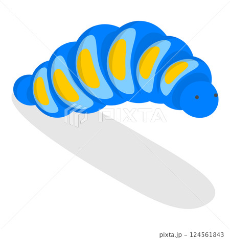 3D Isometric Flat Vector Set of Caterpillars, Spring Insects. Item 3 124561843