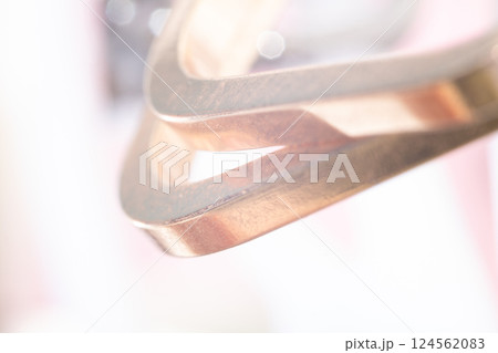 Elegant Close-Up of a Silver Metal Decorative Accessory with Blurred Background 124562083