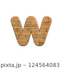 Wood letter W - Lower-case 3d pine font - Suitable for Decoration, nature or wood related subjects 124564083