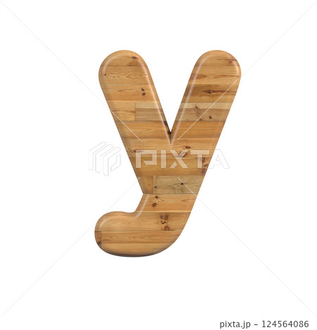 Wood letter Y - Small 3d pine font - Suitable for Decoration, nature or wood related subjects 124564086