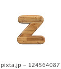Wood letter Z - Lower-case 3d pine font - Suitable for Decoration, nature or wood related subjects 124564087