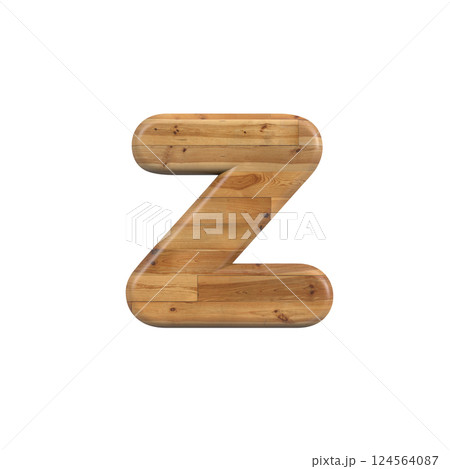 Wood letter Z - Lower-case 3d pine font - Suitable for Decoration, nature or wood related subjects 124564087