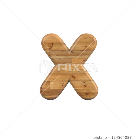 Wood letter X - Small 3d pine font - Suitable for Decoration, nature or wood related subjects 124564088