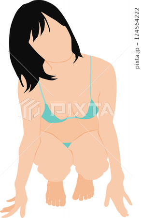 ポーズをとる水着を着た女性のイラスト 124564222