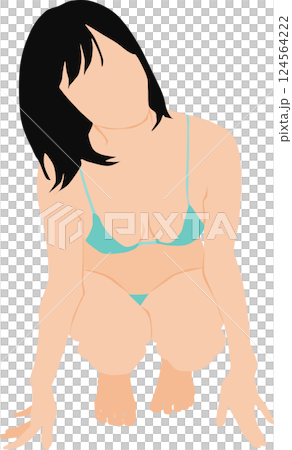 ポーズをとる水着を着た女性のイラスト 124564222