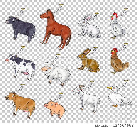 Dead farm animals set 124564668