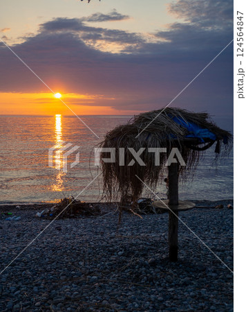 Sunset on the black sea. Play of colors at sunset. Twilight on the water. A nice place. Sunset on the black sea. Play of colors at sunset. Twilight on the water. A nice place. 124564847