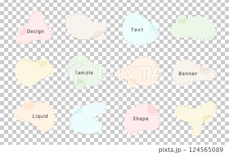 Liquid shapes loose frames set abstract squishy wavy vector illustration dashed line decoration 124565089