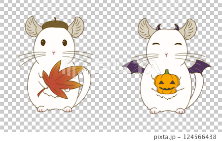 Autumn Chinchilla Illustration Set (White) 124566438