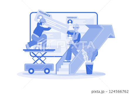 Social media manager monitors feedback on social media. 124566762