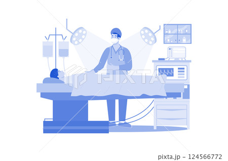 Medical professional multitasking for successful surgery. 124566772