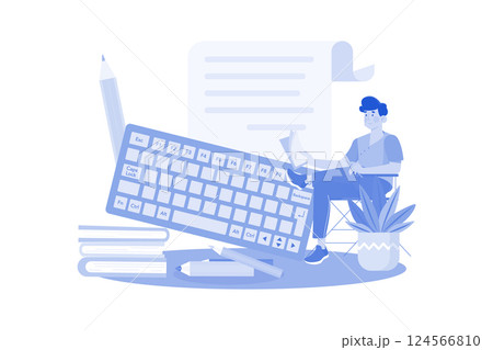 Copywriter creating SEO-optimized copy. 124566810