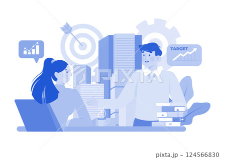 Executive team member communicating company goals. 124566830