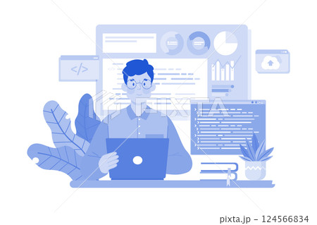 IT manager managing team technology systems. IT manager managing team technology systems. 124566834