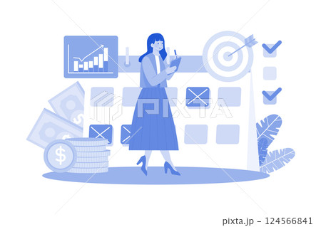 Team leader setting quarterly goals. 124566841