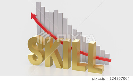 The Gold skill and chart for Business concept 3d Rendering. 124567064