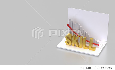 The Gold skill and chart for Business concept 3d Rendering. 124567065